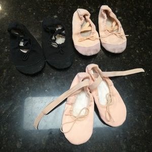 LOT of 3 Pair Toddler Girls Canvas Ballet Slippers